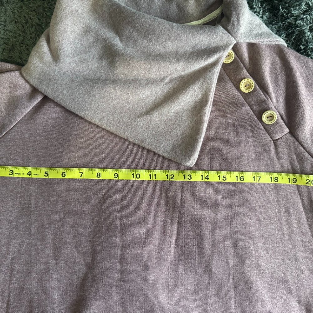 MEDIUM CY Fashion Tries and True Mauve Cowell Neck Button Detail Sweater - Picture 3 of 6